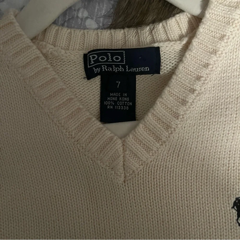 Polo Ralph Lauren Cream Sleeveless Sweater Vest. Boys size 7.